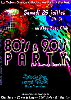 flyer 80's & 90's Party du 22 juillet 2017